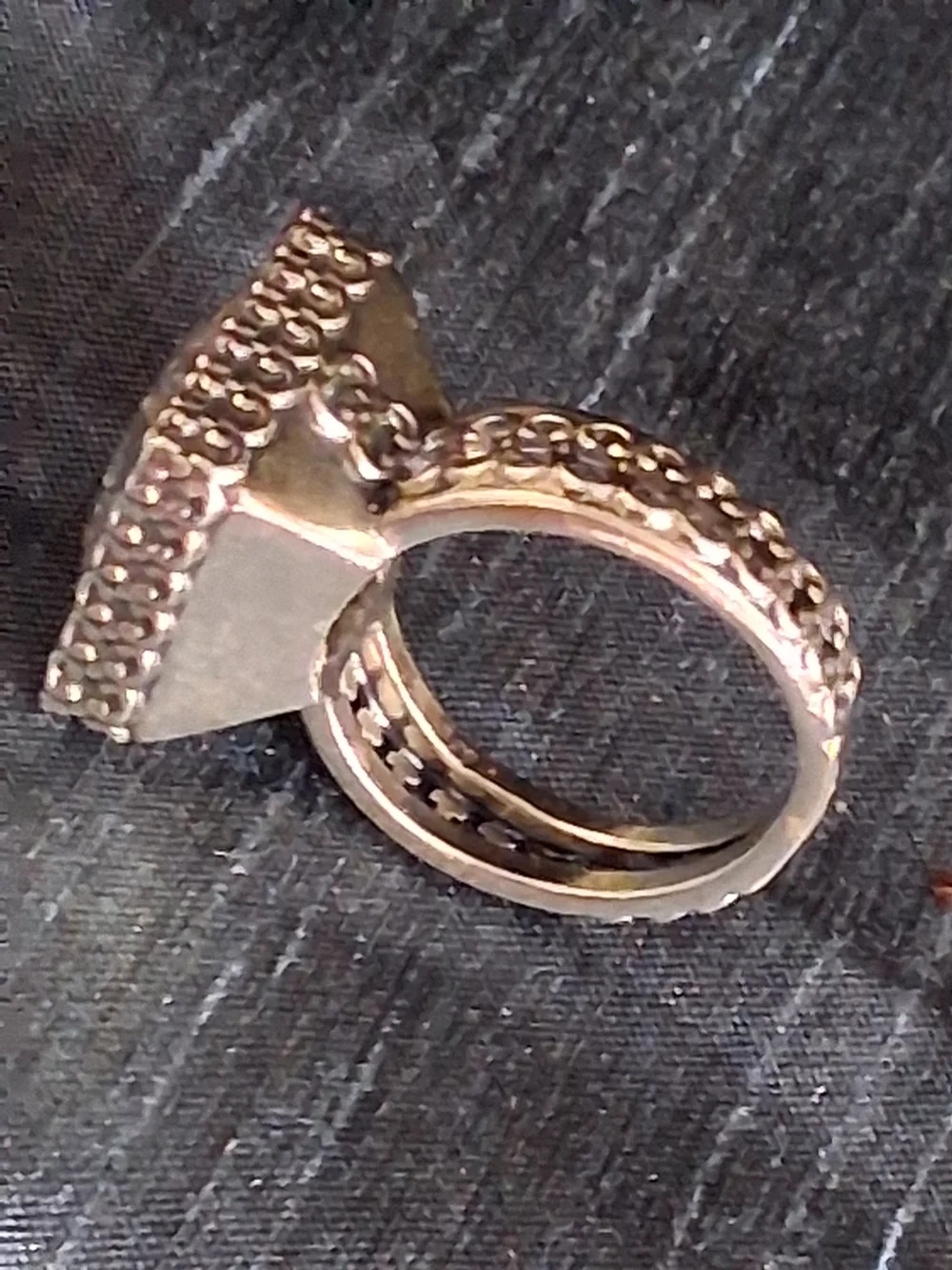 Vintage Israel 925 Sterling Silver Princess Cut CZ Filigree Ring Statement Boho